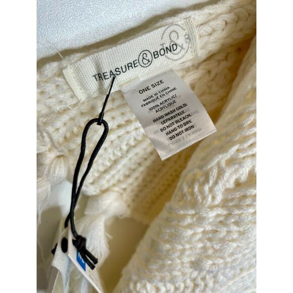 NWT Treasure Bond Fringe Cable Knit Scarf Ivory Cream - Picture 4 of 4